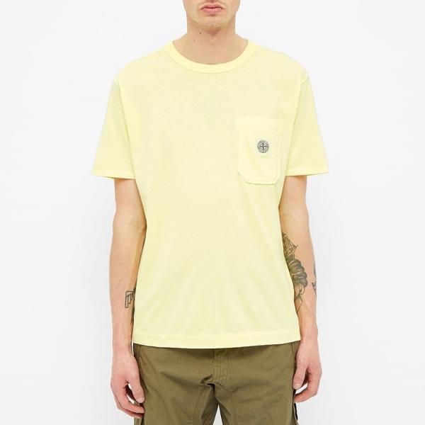 ストーンアイランド Pocket Stone Island メンズ Tシャツ ポケット トップス トップス Washed Patch Pocket Pocket Tee Lemon Sc Ffab76b025 フェルマート エフ Fermart Ef