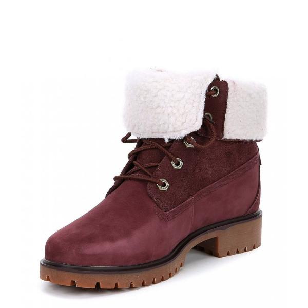 burgundy timberlands with fur
