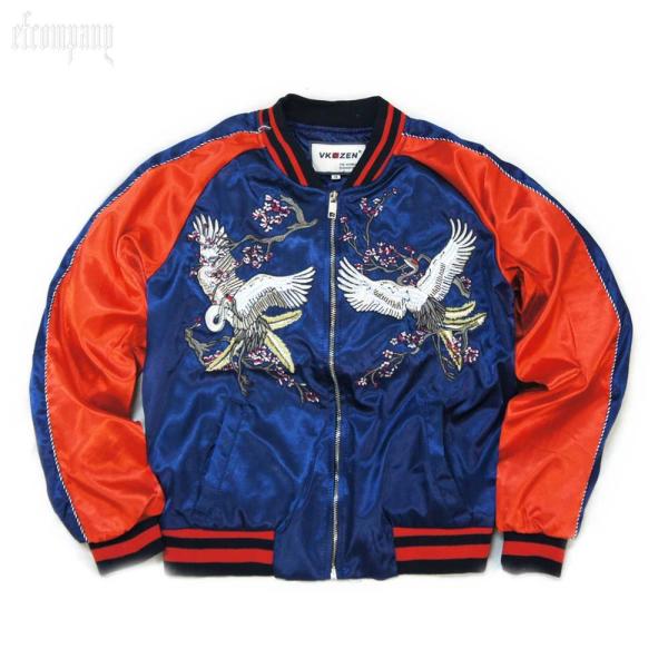 キッズ レディースサイズ スカジャン 刺繍 梅鶴 赤 和柄 横須賀ジャンバー サテン Ps0002c エフシービック Efcvic 通販 Yahoo ショッピング