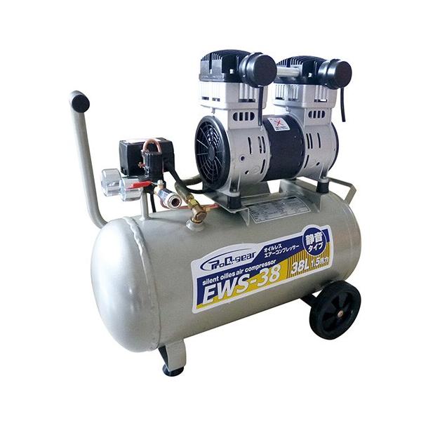 静音 オイルレス エアーコンプレッサー 100v 38L EWS-38 シンセイ