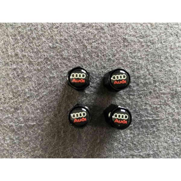 送料無料 457 Audi アウディ用 4個セット 六角形 エアバルブキャップ ブラック 車のタイヤバルブキャップカバー ホイール 全ての