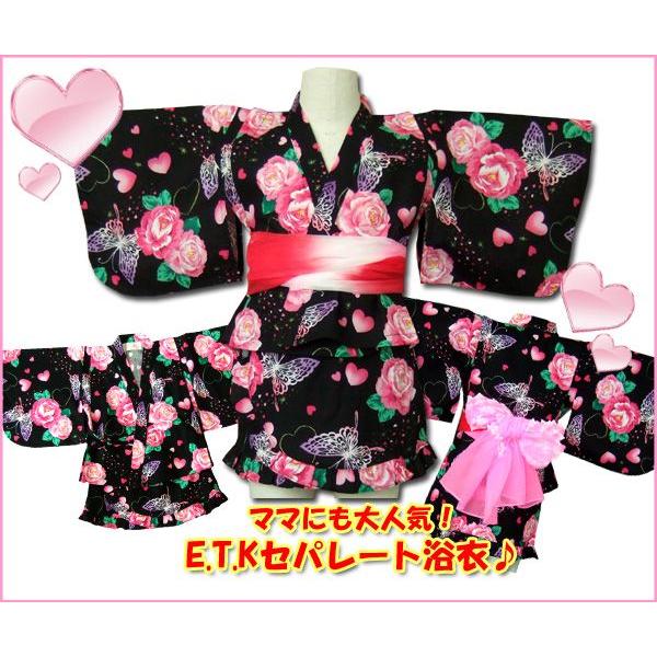 浴衣 女の子 E T K バラ 蝶柄キラキラセパレート浴衣 ブラック 日本製 b 笑顔ショップドットコムyahoo 店 通販 Yahoo ショッピング