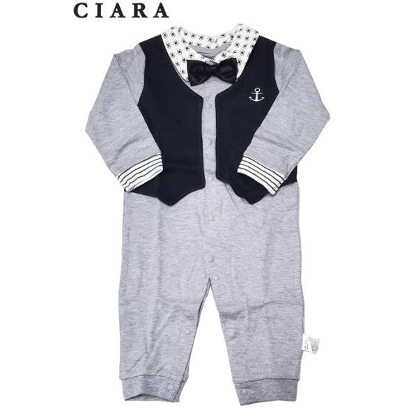 衿部分のダイヤ柄とベスト風がおしゃれなベビーフォーマルロンパースです。※ベストは前面のみのデザインとなります。男の子の晴れ舞台にぴったりなアイテムです。通気性の良い柔らかコットン素材で肌触り、気心地も抜群！1歳の記念日はもちろん、お祝い事や...