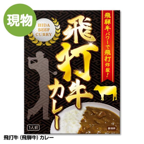 飛騨と飛打をかけたおもしろカレー。岐阜県産の黒毛和牛種の中でも特に優れた飛騨牛の本格派カレーです。ゴルフコンペの景品におすすめです。■用途　ゴルフコンペ景品 ゴルフコンペ 景品 賞品 コンペ賞品 ゴルフコンペ 景品 ドラコン賞 おもしろ食品