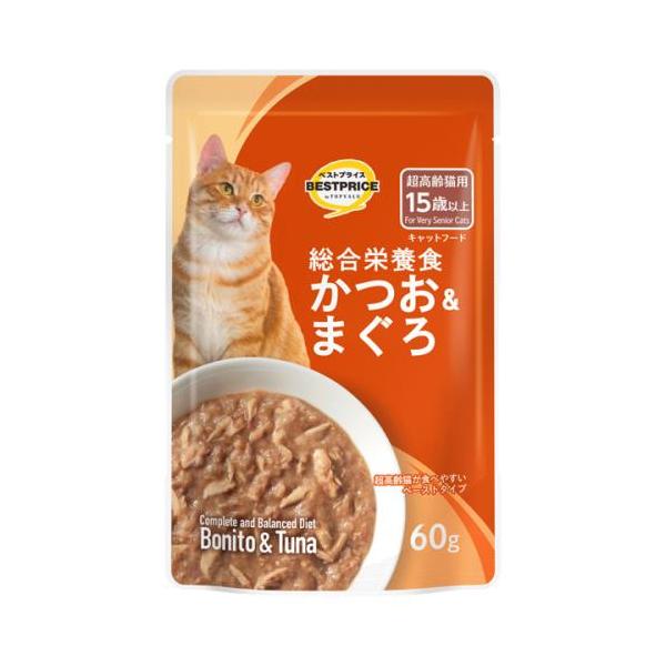 トップバリュベストプライス　キャットフードパウチ　かつお＆まぐろ　超高齢猫用　60g×8個セット