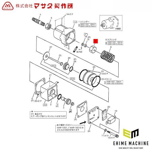 メーカー直送品のため ※商品代引き不可 ※日時指定不可 ※買い合わせ不可  ご選択の場合→キャンセル処理となります （キャンペーンポイント・クーポン等への保証不可）   MASADA AHP-35 門型油圧プレス用エアーポンプパーツ  【 ...