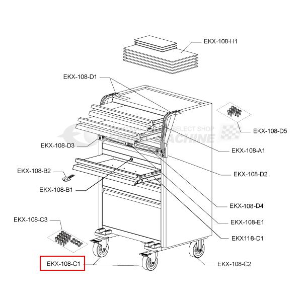 KTC KTC EKW-1005,EKW-1007,EKX-108,EKX-118用パーツ【自在キャスター