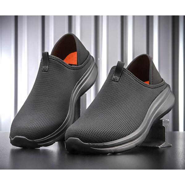 TRUSCO かかとを踏める軽量2WAYシューズ ブラック 24.0-28.0cm 3E 軽量 ニットスニーカー スリッポン オフィスシューズ 軽作業 倉庫作業 室内履き 普段履き