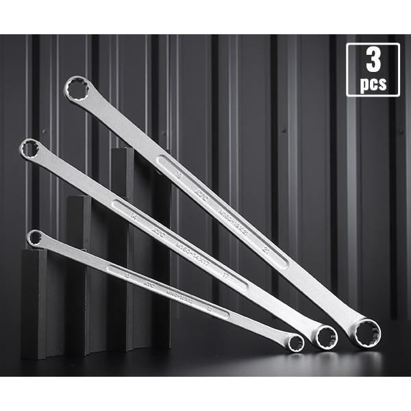 KTC 超ロングストレートめがねレンチセット [3本組] M1603EM3本で6サイズをカバー！無駄のない実用的なセット大型サイズでより使いやすい仕様に！ストレートタイプの超ロング仕様で、手の届きにくい箇所も楽々作業！特長・独自のサイズ展開...