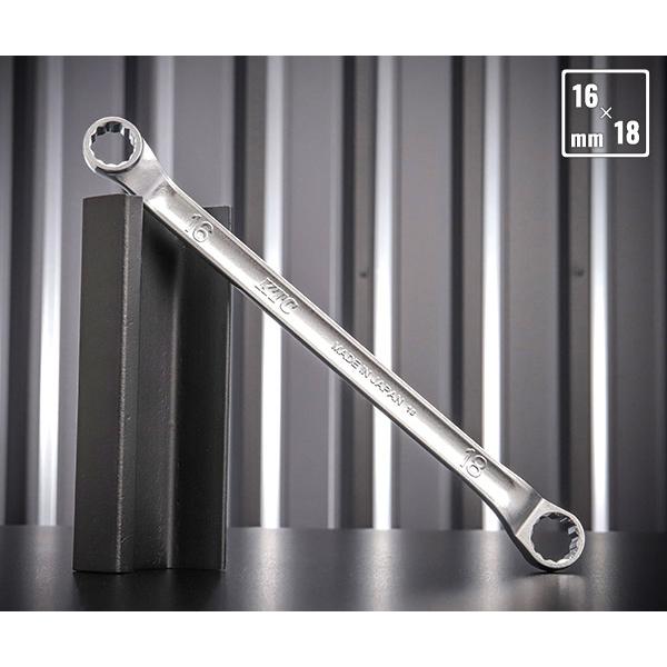 他サイト： KTC M5-1618 45°×6°ロングめがねレンチ サイズ16×18mm メガネレンチの商品画像