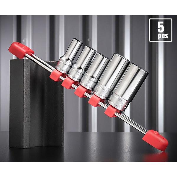 KTCの9.5sq.セミディープソケットの良く使うサイズだけを集めたお買得セット！スタンダードソケットでは短く、ディープソケットでは長すぎる、スペースの限られたエンジンルームなどの整備作業に最適なソケットセットです。■型式：TB3M05■メ...