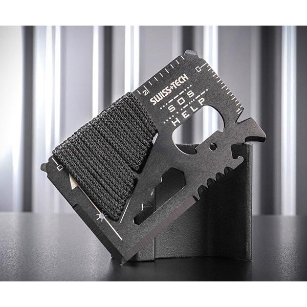 マルチサバイバルカード 17-IN-1  ステンレス製で、クレジットカードサイズの17in1のマルチツールです SOSとHELPをモールス信号で表示します 超スリム設計、ポケットやバッグで簡単に持ち運びできます  ・マイナスドライバー×2(...