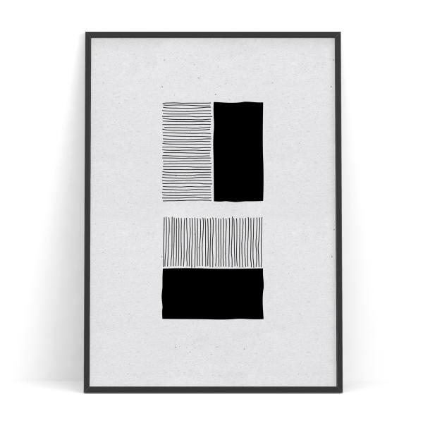モノクロ抽象画 2枚 インク画 A4サイズの半分 ehina_ap-abstract305b