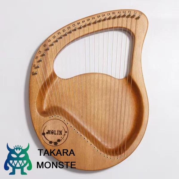 木製ライアーハープ 24弦 金属弦 竪琴ハープ 弦楽器 ハープ 楽器初心者向け 心癒され音色 入門楽器 操作簡単 付き 子供 ギフト子供用 成人用 初心者用 ポータブ