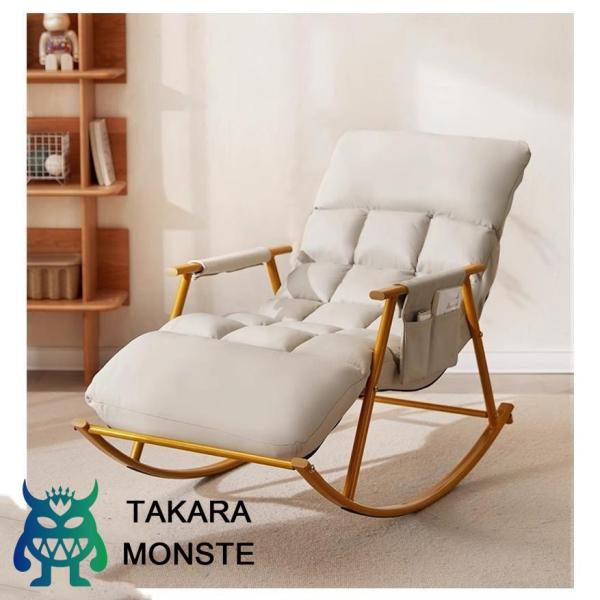 【レジャーロッキングチェア、自由を楽しむイージーライフ】：快適で通気性の良い生地を使用し、夏に座っても蒸れません。 柔らかな生地で、ベッドのような寝心地。 疲れたあなたをやさしく包み込みます。【親しみやすいデザイン】：5つのギアがあります。...