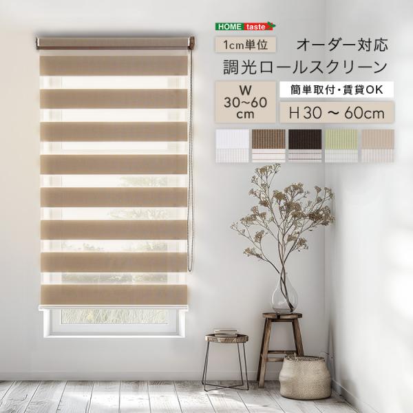 1cm単位のオーダー対応！ 調光ロールスクリーン 幅30〜60cm×高さ30