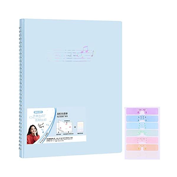 他サイト： 楽譜ファイル A3/A4サイズ互換 書き込みでき 楽譜/絵画ファイルの保管や整理 360°ページ展開 A3横入れ 音楽モチーフラベル付き (20ページの商品画像