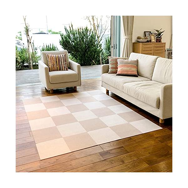 他サイト： 【日本製 撥水 消臭 洗える】サンコー ずれない タイルカーペット 30×30cm ベージュセット 8枚フラットタイプ おくだけ吸着 ジョイントマットの商品画像