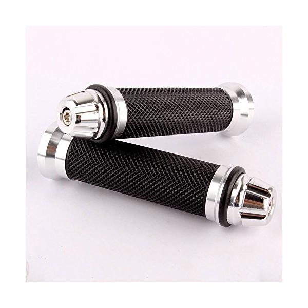 他サイト： Karun カスタム グリップ バーエンド 付属 アルミ バイク ハンドル φ 22.2 mm 341 (シルバー)の商品画像