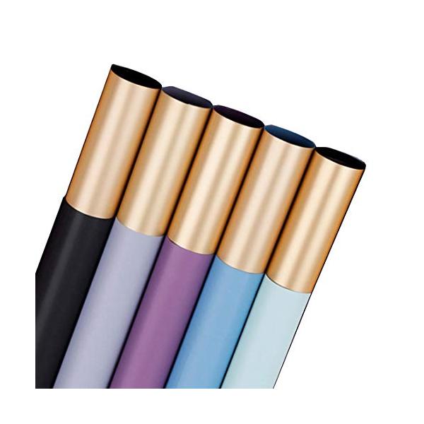 ※併売のため、在庫切れの際はご了承ください。発送委託により倉庫業者がお届けする場合がございます※【材質】紙+PVC【サイズ】縦58cm×横59cm【入り数】包装紙 x10枚　　リボン2m x1本【カラー】ブルー2枚＋ブラック2枚＋パープル2...