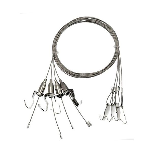 starPG ステンレス ピクチャー ワイヤー 吊り下げ 金具 自在フック 汎用 ピクチャーレール用 4本 (1.5mm×2m)