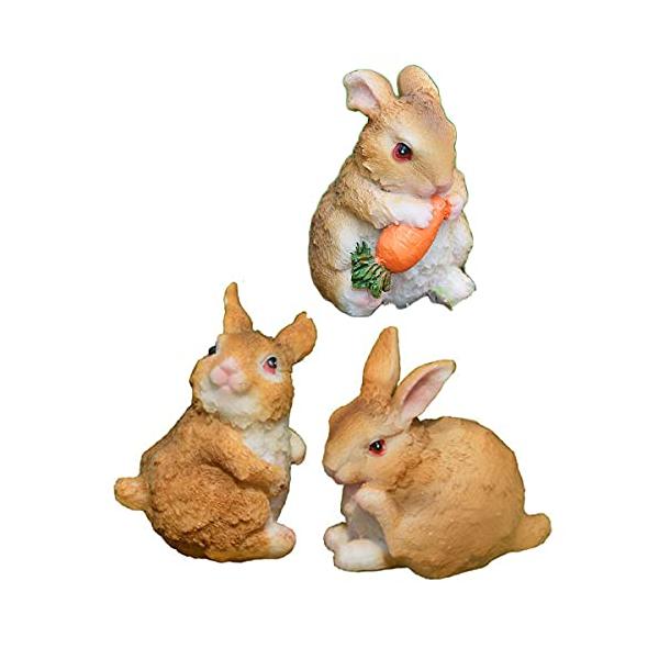 ※併売のため、在庫切れの際はご了承ください。発送委託により倉庫業者がお届けする場合がございます※かわいいミニウサギの置物３匹セットです。ガーデニングの飾りつけやインテリアにもおススメです。小さなウサギなので、庭やベランダの大きさに左右されず...