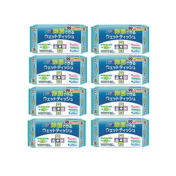 他サイト： ペットキレイ 除菌できるウェットティッシュ 80枚入り 8個パックの商品画像