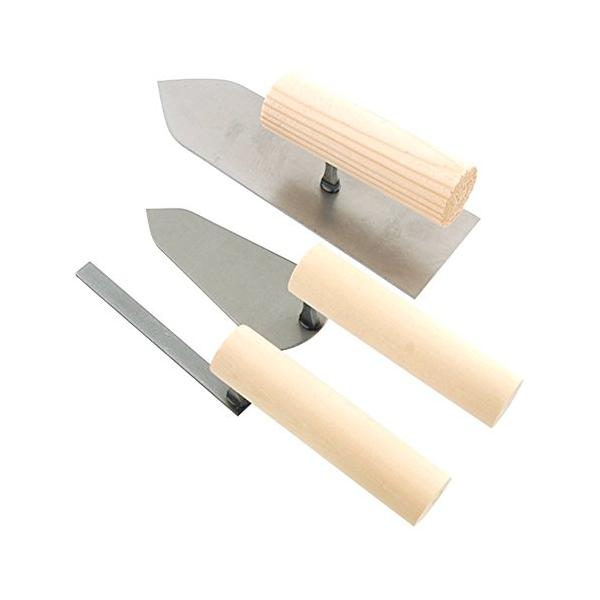 他サイト： 赤長 左官ごて 3点セット 中塗り180mm、柳刃105mm、目地コテ9mmの商品画像