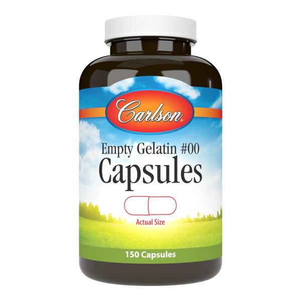 Carlson Empty Gelatin Capsules #00, 150 Capsules