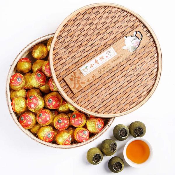 Bacilio プーアール茶【青柑 プーアル茶 】300g ギフト用の箱 雲南プーアル熟茶邁宮廷散茶2014年陳皮プーアル茶柑 新会小青ミカン新会のミ