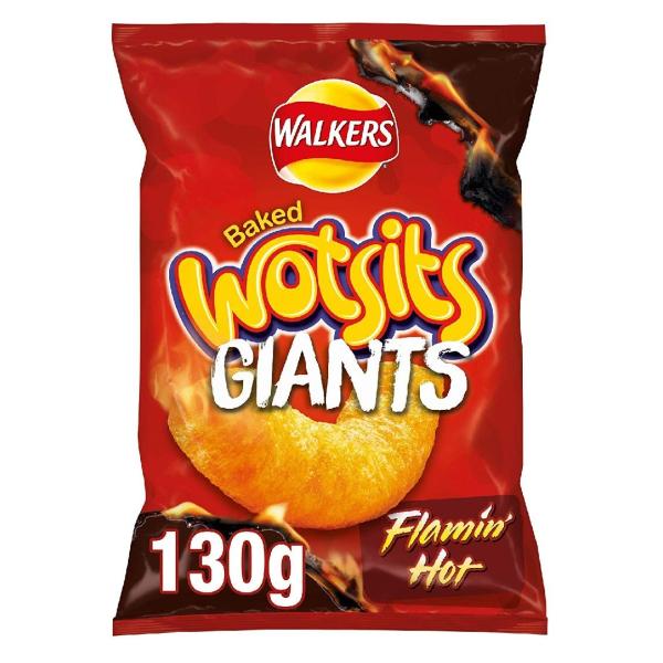 イギリス製ポテトチップス Walkers Crisps Wotsits Flaming Hot GIANTS 130g Baked, not Frie