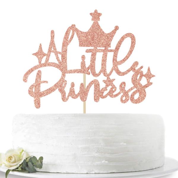 ローズゴールドグリッター A Little Princess ケーキトッパー ベビーシャワー/ベビーガールの初めての誕生日/女の子性別発表パーティーデ