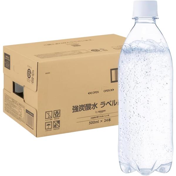 他サイト： by Amazon 炭酸水 ラベルレス 500ml ×24本 強炭酸水 ペットボトル 500ミリリットル (Smart Basic)の商品画像