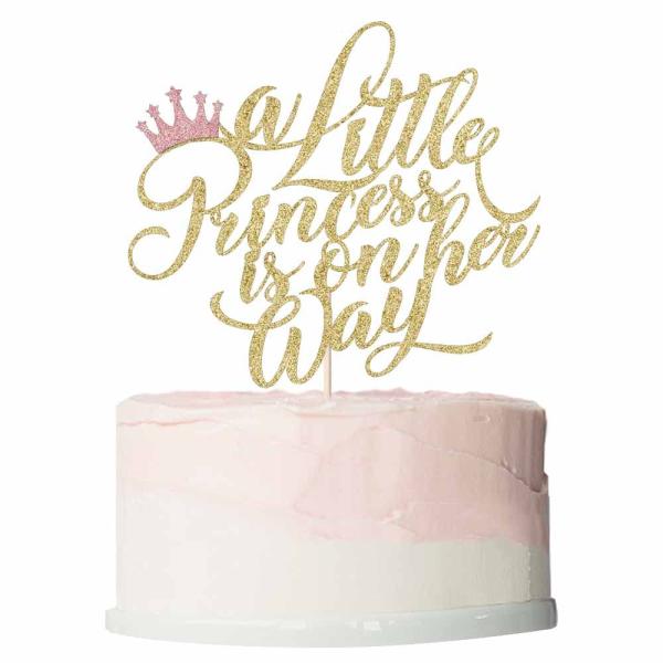 Bekaterea A Little Princess is on her Way ケーキトッパー、クラウンガールケーキデコレーション、ベビーシャワー