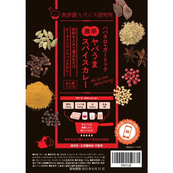 表参道スパイス研究所 ハバネロ×ガーリック 激辛ヤバうまスパイスカレー 無添加 辛口 カレールー[4]