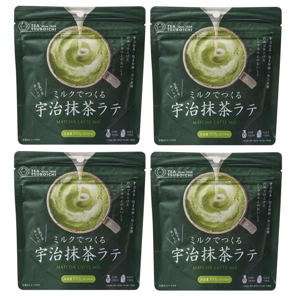 つぼ市製茶本舗 ミルクでつくる抹茶ラテ 80g 国産 無添加 和三盆 乳成分不使用 粉末 (抹茶ラテ4袋)
