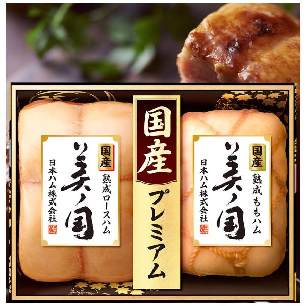 御歳暮専用 日本ハムギフト（お歳暮短冊のし） 北海道産豚肉使用 美ノ国 UKH-55 布巻き熟成ロースハム 布巻き熟成ももハム