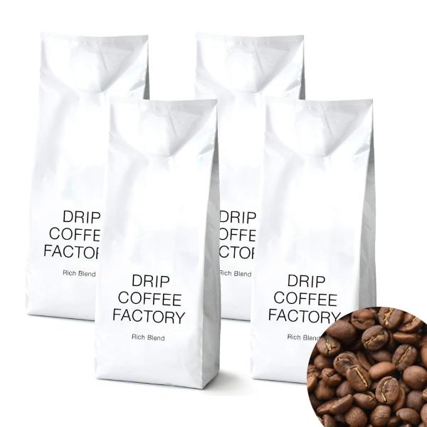 ドリップコーヒーファクトリー リッチ ブレンド コーヒー 豆 のまま (2kg(500g×4袋), リッチブレンド)