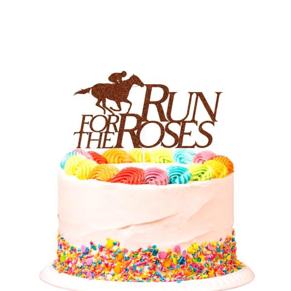 SWEETTALA Run for The Roses ケーキトッパー、面白い競馬ケンタッキーダービーデコレーション、ケンタッキーダービーデーパーティ