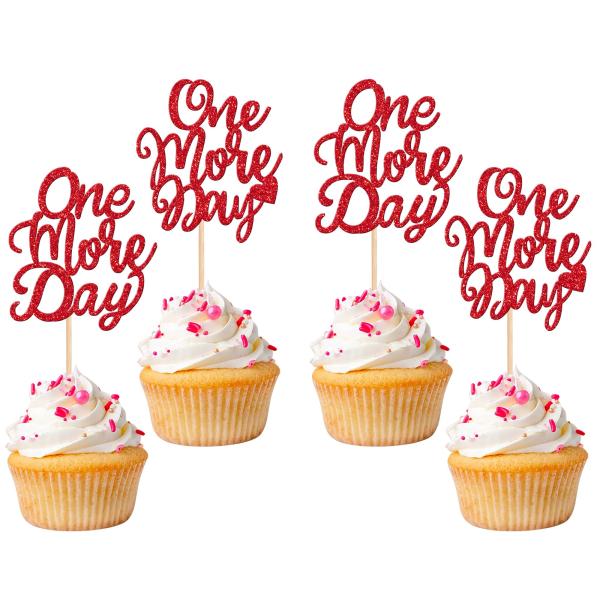 One More Day カップケーキトッパー グリッター ウェディング リハーサル ディナー カップケーキピック ウェディング カウントダウン テー