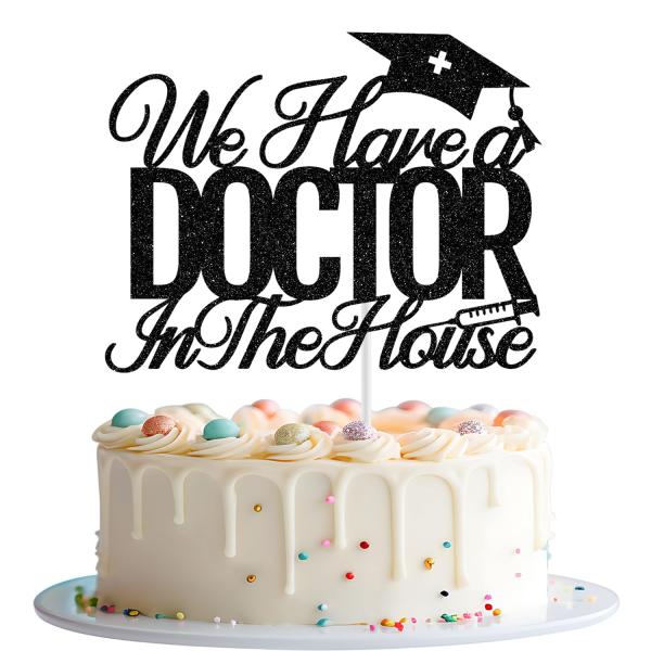 We Have A Doctor in the House ケーキトッパー、ドクター卒業デコレーション、おめでとうドクターケーキトッパー、医学部卒業パ