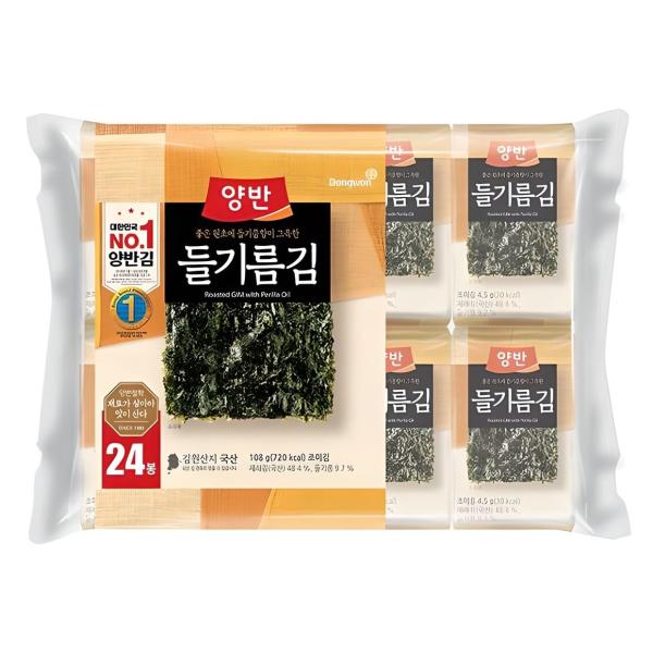 ヤンバン えごま油入り焼き海苔 108g (4.5g×24袋) 韓国産 プレミアムロースト海苔 [並行輸入品]