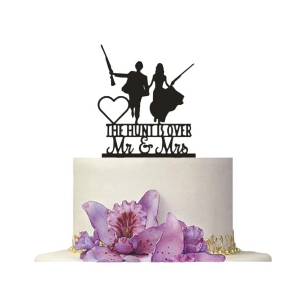 The Hunt Is Over Wedding Cake Topper Funny Love カップル デコレーション ケーキトッパー ウェディング