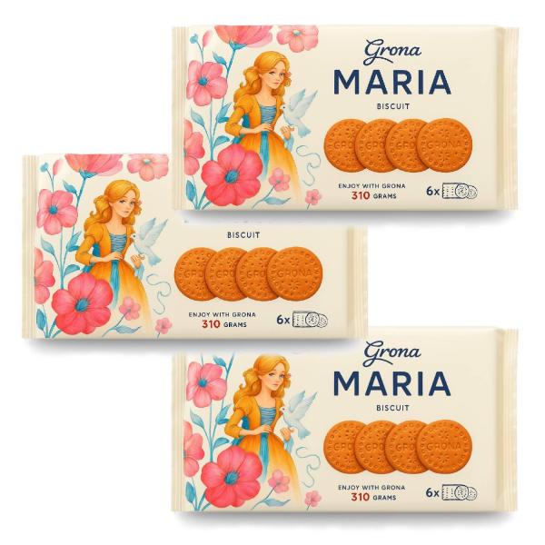 Grona(グロナ) マリア・ビスケット310g (48枚)x 3個 ウクライナ産 Maria Buscuit 310g (48pcs) x 3 pa