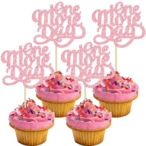Ephlyn One More Day カップケーキトッパー キラキラ 結婚式 リハーサル ディナー カップケーキピック ウェディング カウントダウン
