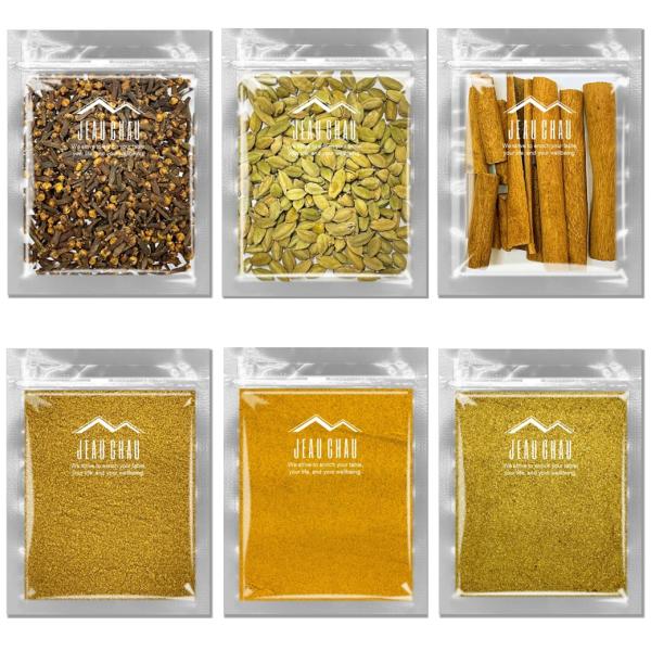 【当店人気のスパイス６点セット】カレー作りやお試し使いにおススメです。普段のお料理に一工夫をクミンパウダー：100g/ インドまたはネパール産ターメリックパウダー：100g/　ネパール産コリアンダーパウダー：100g/　インドまたはネパール...