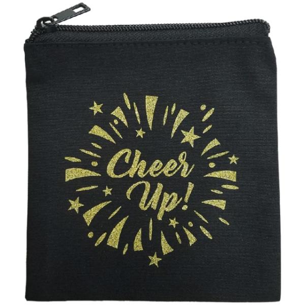 チア ポーチ 小物入れ SSサイズ CheerUP ポンポン 黒 ブラック エイティズ