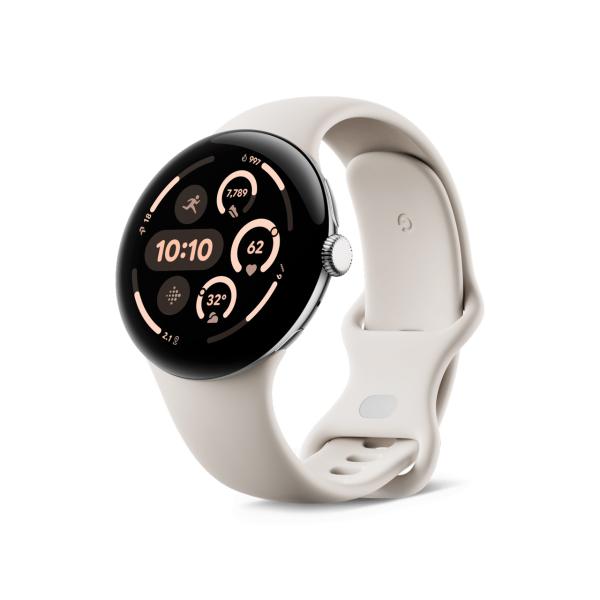 グーグル GA05736-US Google Pixel Watch 3 Wi-Fiモデル 45mm Polished Silver アルミケース Porcelain アクティブ バンド 新品 送料無料