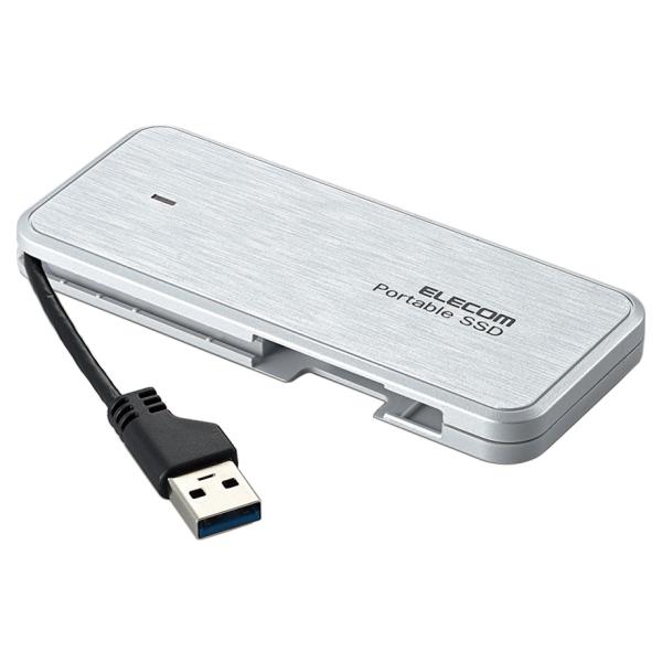 ELECOM（エレコム） ESD-EC0960GWH ポータブルSSD ケーブル収納型 USB3