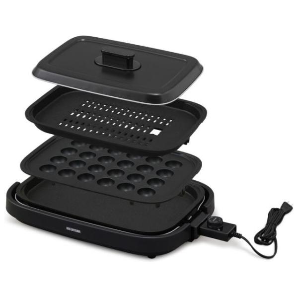 アイリスオーヤマ IHAK-A30-B 網焼き ホットプレート たこやきプレート 焼肉プレート 付属 ブラック 新品 送料無料